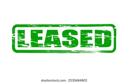 Leasing leased green square stamp, vector art illustration.