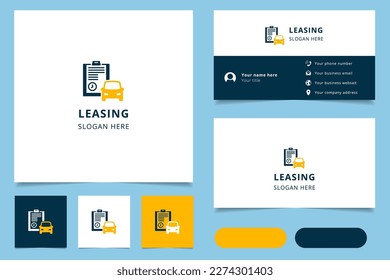 Leasing logo design with editable slogan. Branding book and business card template.