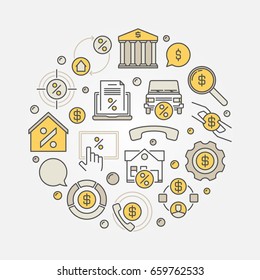 Leasing round colorful illustration - vector money and finance creative sign