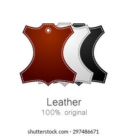 Leather - 100% original. Template sign for the label, logo, advertising, products made of leather.