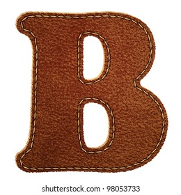 Leather alphabet. Leather textured letter B. Vector eps10 background