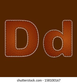 Leather alphabet. Leather textured letter D
