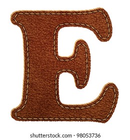 Leather alphabet. Leather textured letter E. Vector eps10 background