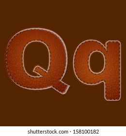 Leather alphabet. Leather textured letter Q