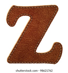 Leather alphabet. Leather textured letter Z. Vector eps10 background