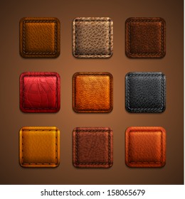 Leather app icons set - eps10