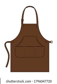 Leather Apron With Multi Pocket, Adjustable Belt Strap Design On White Background, Vector File.