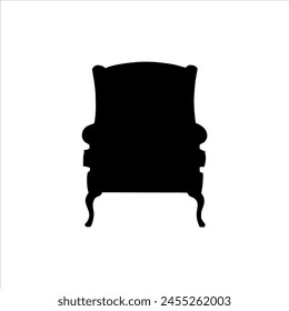 Leather armchair silhouette isolated on white background. Armchair icon vector illustration.