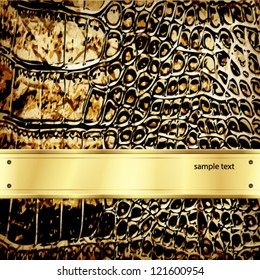 Leather background with golden elements. Vector.