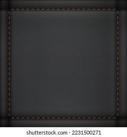 Leather background with stitches - eps10. 3d realistic surface material textured template.