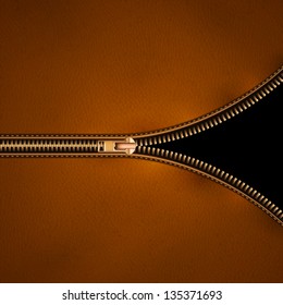 Leather background with zipper - eps10