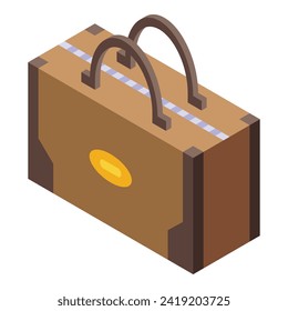 Leather bag auction icon isometric vector. Law bid house. Digital art customer