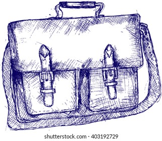  leather bag, back to school, sketch