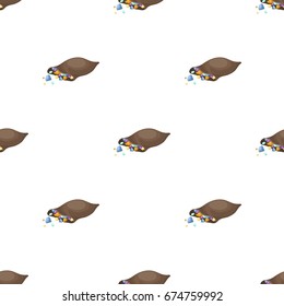 A leather bag with diamonds and precious stones.African safari single icon in cartoon style vector symbol stock illustration web.