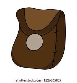 Leather Bag isolated on white background. Medieval Bag. Cartoon style. Vector illustration for Design, Game, Web.