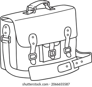 leather bag  line vector illustration isolated on white background