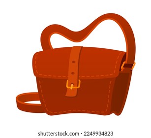 Leather bag - modern flat design style single isolated image. Neat detailed picture of fashion item for women and men. Versatile and timeless accessory. Elegance and casual style shoulder purse