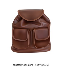 Leather bag realistic. Vector illustration.
