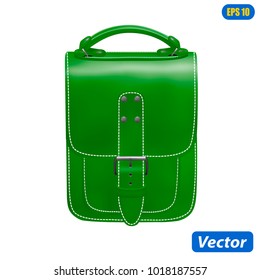 Leather bag in vector on white background.