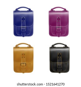 Leather bag in vector on white background.