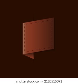 Leather banner label vector illustration, empty sign and symbol latex template retro design element