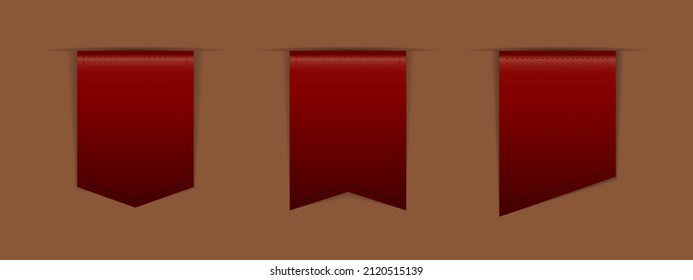 Leather banner label vector illustration, empty sign and symbol latex template retro design element