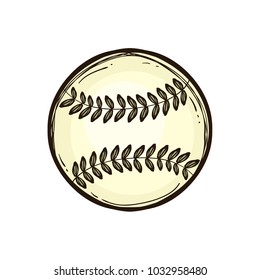 Leather baseball ball isolated. Hand drawn sport illustration equipment for game