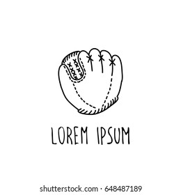 leather baseball glove doodle icon