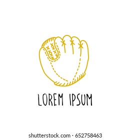 leather baseball glove doodle icon