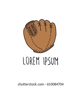 leather baseball glove doodle icon