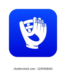 Leather baseball glove icon digital blue for any design isolated on white vector illustration