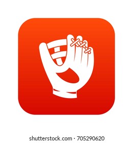 Leather baseball glove icon digital red for any design isolated on white vector illustration