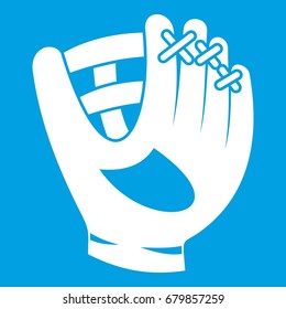 Leather baseball glove icon white isolated on blue background vector illustration