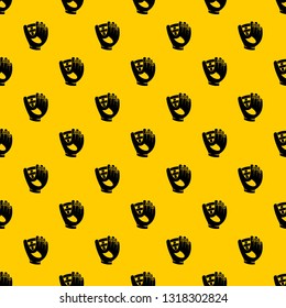 Leather baseball glove pattern seamless vector repeat geometric yellow for any design