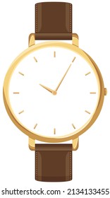 Leather belt analog watch. Vector illustration.