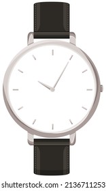 Leather belt analog watch. Vector illustration.