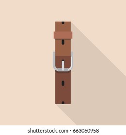 Leather belt with a buckle in flat style. Vector illustration