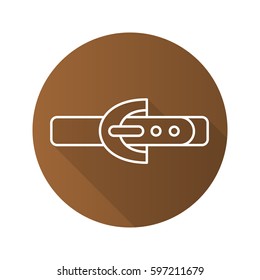 Leather belt flat linear long shadow icon. Vector line symbol