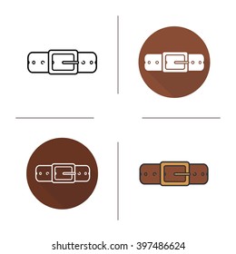 Leather belt icon. Flat design, linear and color styles. Men's accessory. Gentlemen's belt isolated vector illustrations