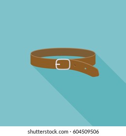 Leather Belt icon, flat design with long shadow