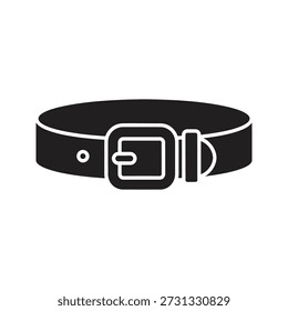 Icono de cinturón de cuero Ilustración vectorial que muestra la hebilla de la correa de la cintura accesorio de moda ropa estilo pantalones pantalones concepto aislado elemento de diseño de fondo blanco
