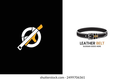Leather belt, man fashion pant belt, steel belt icon clothing male modern logo design sample 