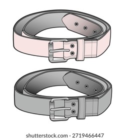 Leather belt mockup template vector design technical illustration.