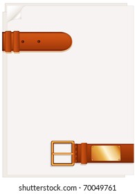 Leather belt and paper for notes on a pure background