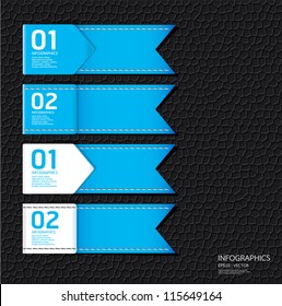 Leather blue color Design template / can be used for infographics / numbered banners / horizontal cutout lines / graphic or website layout vector