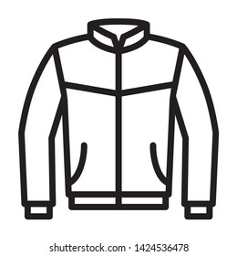 Leather bomber jacket or coat line art vector icon for fashion apps and websites