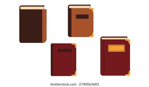 Leather Book Line shape color vector design