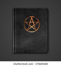 Leather Book With Pentagram. Vector