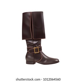 Leather boot isolated on white. Vector illustration.