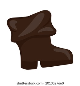 Leather boot isolated on white background. Pirate shoe icon. Cartoon style. Vector illustration